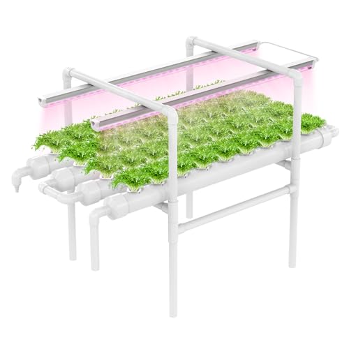 DPROOTS NFT Hydroponic Growing System Kit - Full-Spectrum Grow Lights Timer | 36 Plant Sites | Food-Grade PVC-U Pipes | Auto Water Pump & Timer | Indoor Gardening for Leafy Greens, Lettuce & H...