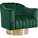 Meridian Furniture Farrah Collection Modern | Contemporary Velvet Upholstered Accent Chair with Stainless Steel Base and Polished Gold Finish, 32