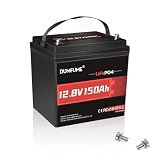 Dumfume Batteria al Litio LiFePO4 12V 150Ah, BMS 100A & 1920Wh, 15000 Cicli Profondo, Protezione Bassa Temperatura per Camper, Sistemi Solari, Campeggio, Accumulo Domestico