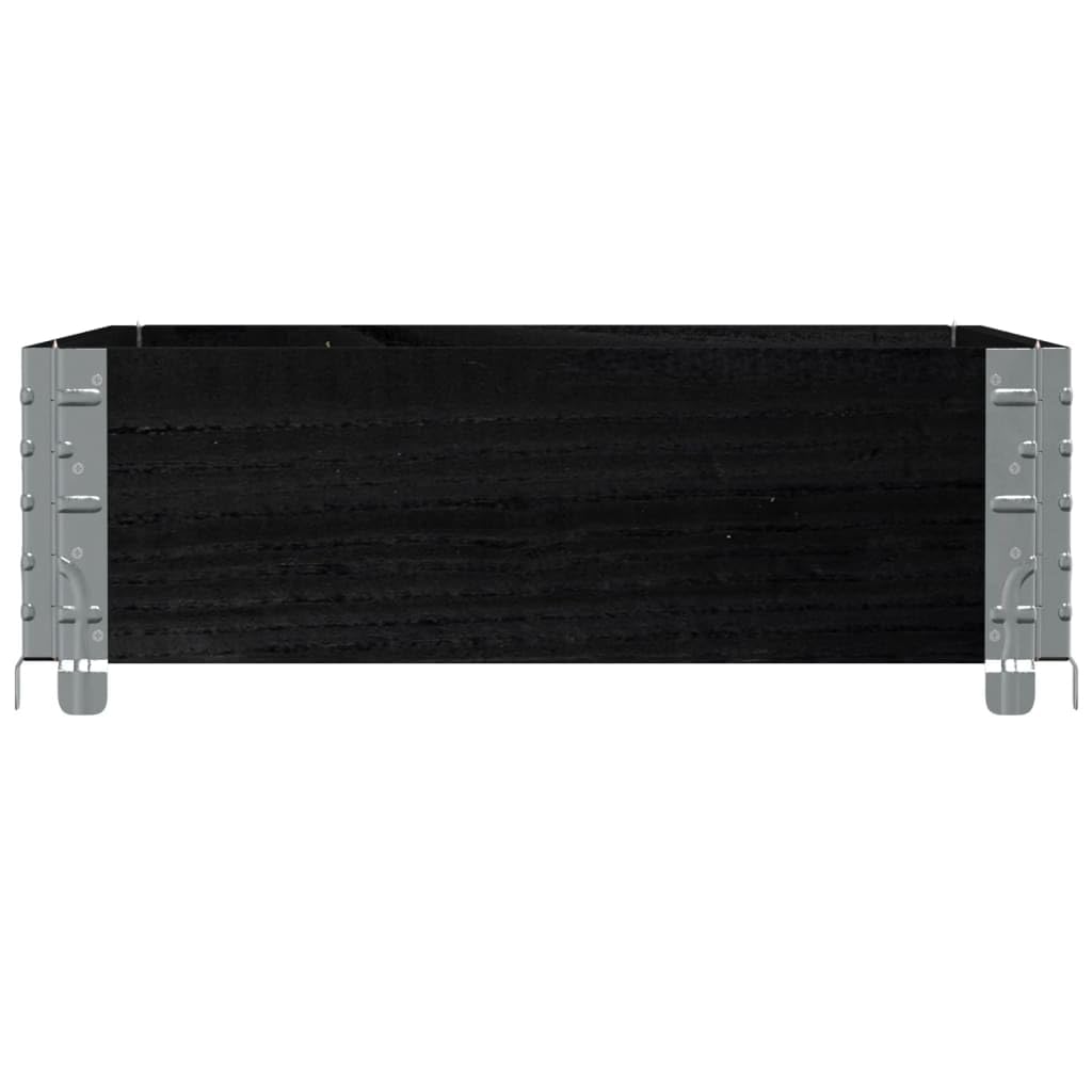 Jardinière Noire en Bois Massif de pin 80 x 60 x 21,5 cm, Pot Cache pour Balcon terrasse Jardin, bac Plante Pliable avec Drainage, réserve Eau et Coins métal galvanisé