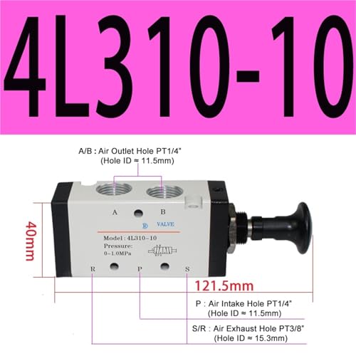 Vanne électromagnétique 4L310-10 de commande manuelle pneumatique