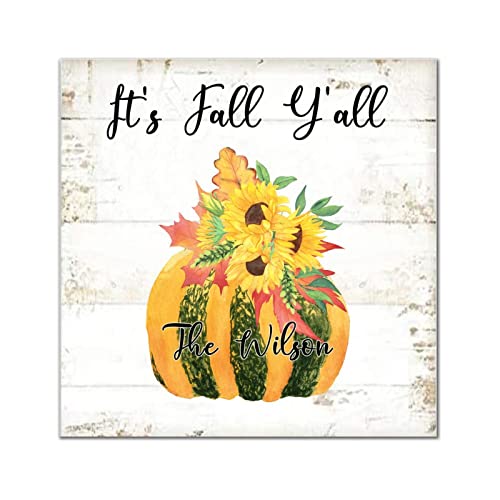 Letrero de madera con texto en inglés 'It's Fall Y'all', diseño de calabaza, girasol, cosecha de otoño, arte clásico decorativo para pared, para sala de estar, dormitorio, comedor, regalo de