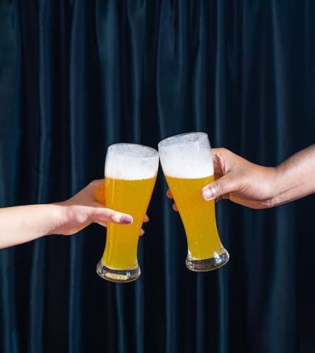 Image of Sipologie Hefeweizen Beer Glass 350Ml, Set Of 2- Authentic German Wheat Beer Experience - Transparent