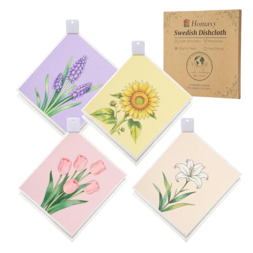 Homaxy Swedish Dishcloths, 8 Pack Single Flower Reusable Paper Towels