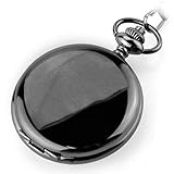 CXGdfGJ Orologio da tasca, Regali for orologio da taschino con ciondolo a forma di quadrante romano vintage meccanico in acciaio liscio 37 cm(Black)
