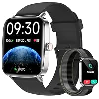 Smartwatch Uomo Donna Chiamate e Whatsapp, 1.85" Smart Watch Contapassi Cardiofrequenzimetro da polso/SpO2/Contapassi/Sonno, Orologio Smart Fitness Sportivo Impermeabile per Android iOS Nero