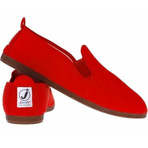 Image of Javer Flossy Style Espadrilles for Men, UK 6-11 – Lightweight Canvas Plimsolls, Comfortable Casual Slip-On Flat Shoes (Red, UK Footwear Size System, Adult, Men, Numeric, Medium, 11)