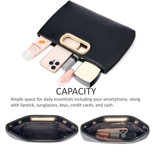 Image of DETARA Clutch Purses for Women Cut Out Handle Clutch PU Leather Evening Bag Elegant Purse for Women Formal Wedding Party