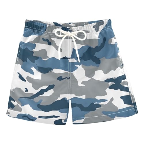 Boys Swim Trunks Gray Dark Blue Camouflage Toddler Swim Shorts Beach Board Shorts Swimsuit