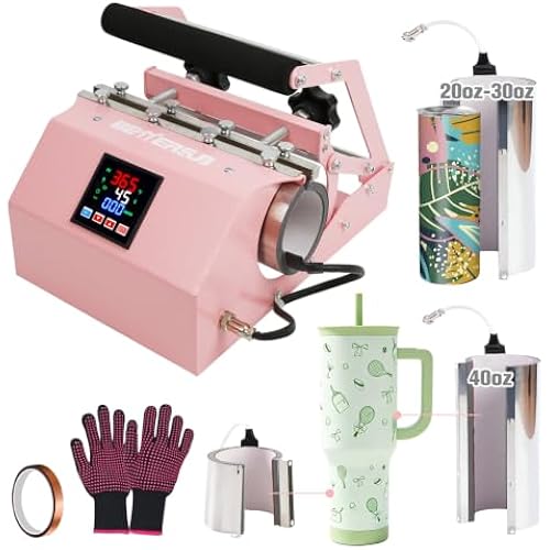 BetterSub 3in1 40 OZ Tumbler Mug Heat Press Machine 30 OZ 20 OZ 16 OZ Sublimation Straight Skinny Tumbler Mug,11 OZ 15 OZ 16 OZ Sublimation Mug Heat Transfer