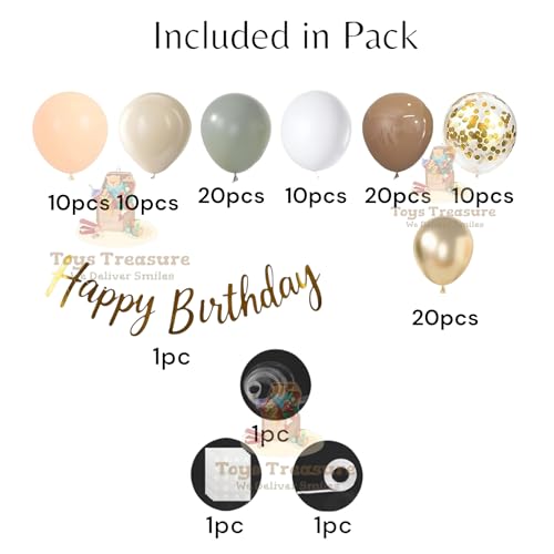 Image of Toys Treasure 104pcs Happy Birthday Decoration Kit - Brown Slate Blue Gold Metallic Balloons Banner Complete Party Pack