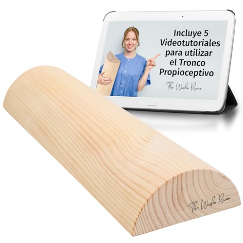 TWR ® -Tronco propioceptivo Madera con Medidas Oficiales (49.5 x 17 x 7.5 cm), Fabricación Propia en España. Ejercitador Suelo pelvico-Wood Roller-Tronco propiocepción-Tronco 5p