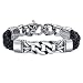 Coolman Black Stainless Steel Braided Leather Bracelet Cross Bracelets 8.8 Inch for Men Women