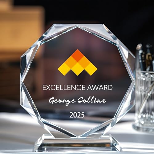 Image of Personalized Crystal Trophy Award - Custom Awards and Trophies for Employees, Coworkers, Boss - Retirement, Farewell, Appreciation, Recognition Gifts - Custom Plaques