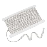 PandaHall Polyester Trim Sewing Lace, handgefertigter Sweater Ribbon Trim Ziergürtel Hundertfüßer geflochtenes Spitzenband Rock Kragen Ärmel Seite, Silber ca. 14m / Karton