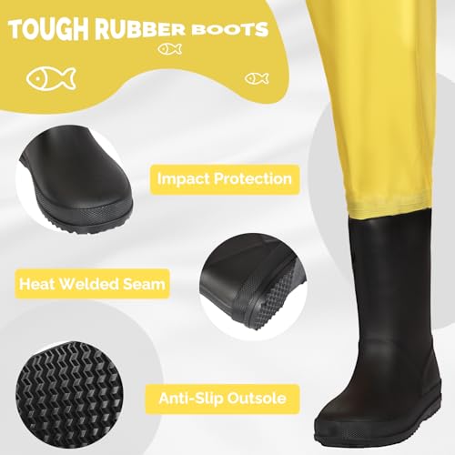 MIEVNIO Kids Waders with Boots, Waterproof Fishing Waders for Boys & Girls, Lightweight Youth Waders with Anti-Slip Boots for Fishing, Hunting, Farm, Creek & Outdoor Adventure — view 4