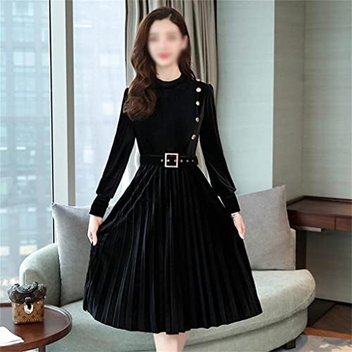 FSQZDM Winter Dress Women Vintage Long 