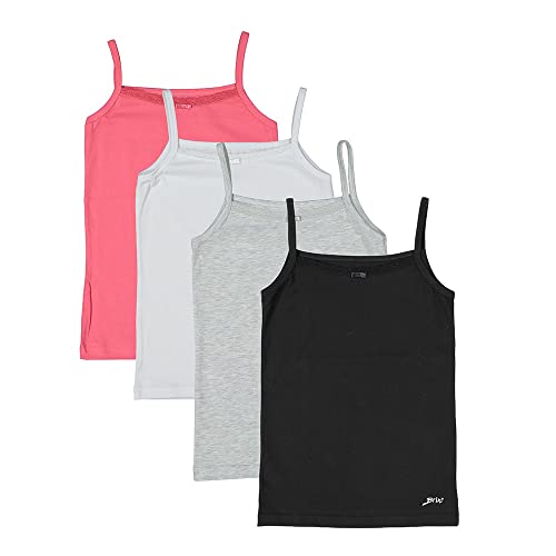 Brix Girls Tank Tops Camis - 4-Pack Value Solid Tagless Cotton Tanks Sleeveless Tees.