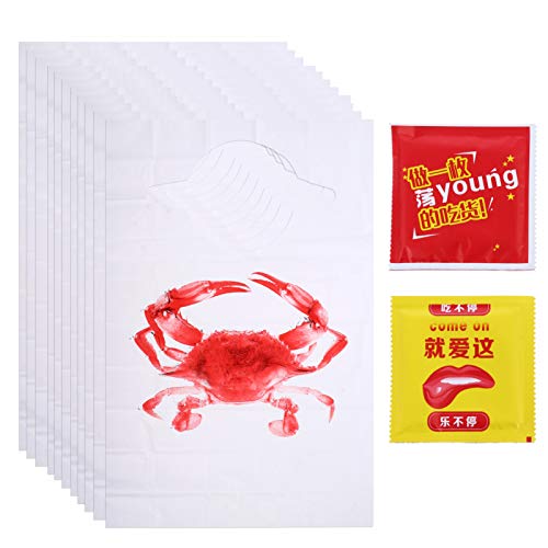 100 Stück Einweg-Poly-Krabben-Lätzchen aus Kunststoff Langusten-Lätzchen Hummerfeste Schützen Die Kleidung Ideal für Restaurants Meeresfrüchte Oder Langustenpartys