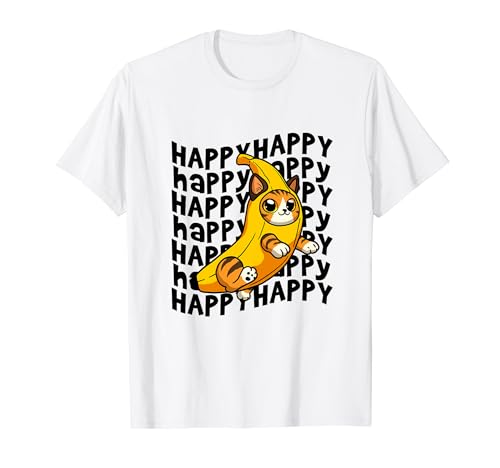 Happy Banana Cat Meme Bananacat Felice Kitty Amanti Gatto Meme Maglietta
