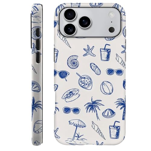 DAIZAG Case Compatible with iPhone 18 Pro Max/iPhone 17 Pro Max,Durable Shock Protection Cover for Girl Women,Tropical Beachy Blue Shell Collage