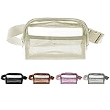 Bomvabe Clear Fanny Pack Stadium Approved, Clear Crossbody Bag with Adjustable Strap for Women, Transparent Belt Bag for Stadium Events, Fashion Waist Bag Crossbody for Concert Sport, Beige