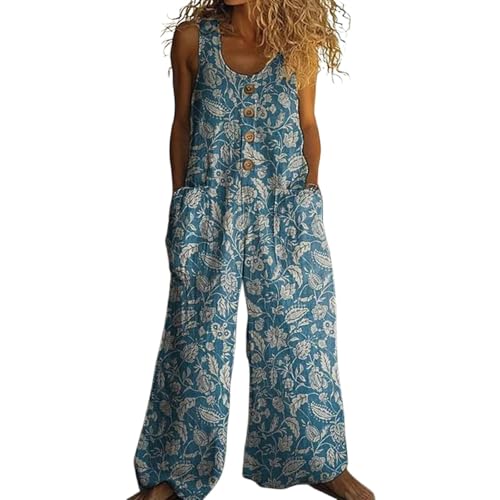 Salopette vintage bohème à imprimé floral coloré qui affine la silhouette sans serrer