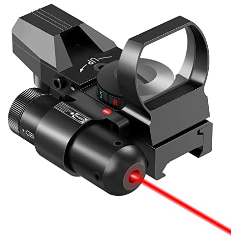CVLIFE 1X22X33 Reflex Sight Red Dot Sight Red Green 4 Reticle Optics with Laser and Pressure Pad Switch for 20mm Rail Cover