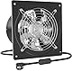 HG Power Abluftventilator 150mm Badlüfter Leiser 525m³/h mit Rücklaufklappe Leistungsstarke Metall Wandventilator mit EU-Stecker für Küche Badezimmer Garage Untergeschoss, Schwarz