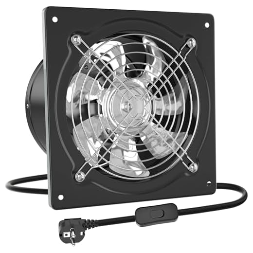 HG Power 150 mm Extractor Ventilador Extractor de Aire 525 m³/h con Salida por Correa Robusto Ventilador Metálico de Pared para Cocinas, Garajes, Almacenes, Talleres y Sótanos, Negro