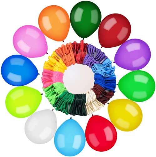Luftballons Bunt, 120 Stück Bunte Ballons, 12 Farben Premium Latex für Luft & Helium, Farbige Partyballon für Geburtstag Hochzeit Garten Party Valentinstag Babyparty Graduierung Party Deko Cover