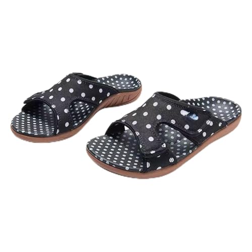 KMGJC Sandale Sandalen Polka Dot Damen Hausschuhe Mode Sommer Damen Schuhe Rot Informal Plateau Damen Slides Outdoors Bequem Übergröße 36 Schwarz thumbnail