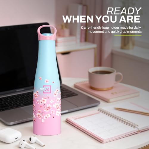 Image of Morocco Stainless Steel Insulated Water Bottle Pink Blossom 600ml
