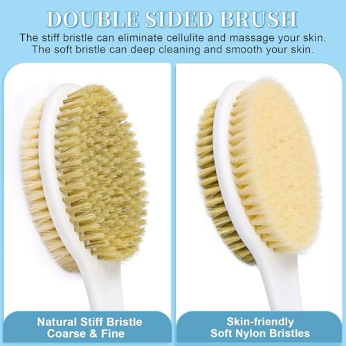 HORJOR Back Scrubber Brush, Body Shower Brush Back Scrubber with Long Handle, Exfoliating Shower Brush, Wet or Dry Bath Brush for Men Women - Image 3