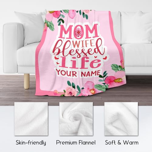 Custom Mothers Day Blankets - 30x40 Inches Fleece Throw for Mom Wife Daughter Sister - Soft Cozy Pink Fuzzy Blanket Gifts