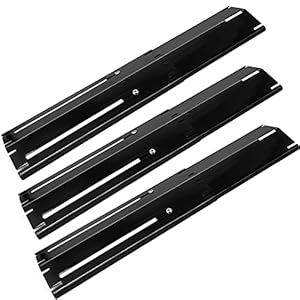 Criditpid Porcelain Steel Universal Heat Tents Replacement for Brinkmann, Charbroil, Nexgrill, Backyard Grill, Set of 3 Adjustable Heat Plate Flame Tamer Burner Cover, Extends from 11.75″ up to 21″ L