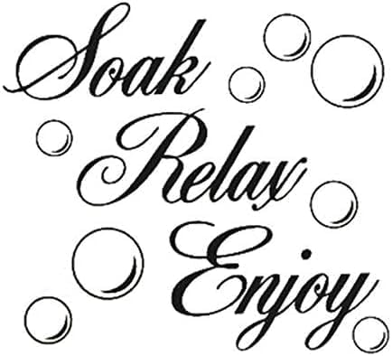 Black SOAK Relax Enjoy Bathroom Wall Art Quote Sticker Vinyl Decal Home Art Decoration, Bathroom Stickers