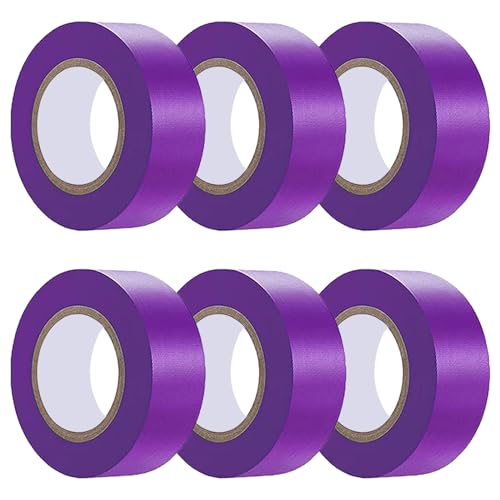 Hubaow 6 Pack Purple Flagging Tape, Non-Adhesive Plastic Ribbon Neon Marking Roll, 1inch*600ft...