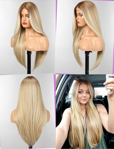 WOKESTAR Long Wigs for Women Synthetic Heat Resistant Hair with Fringe Natural Wigs for Daily Use Blonde Color - Image 4