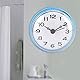 Nikou Saugnapf Wasserdicht Runde Mini Wanduhr, Badezimmer Uhr Mini Duschuhr Wanduhren für Badezimmer Waschraum Küche, Wohnzimmer Schlafzimmer(Blau)