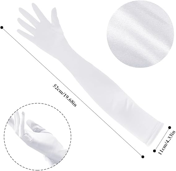 ALUNME Long Opera Party 1920s Satin Tea Party Wedding Dress Fashion Gloves Costume Adult Size Halloween Christmas - Image 3
