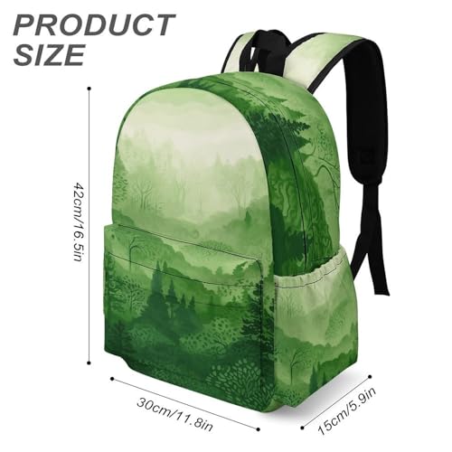 Green Forest Printed Backpack Water-Resistant Pack Stylish Bag Lightweight Travel Backpack3