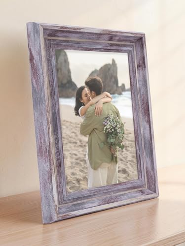 Image of GOLDEN PEACOCK 5x7 Inch Photo Frame - Antique Dusty Grey Finish | Elegant Wall Hanging & Tabletop Picture Frame for Home Decor, Office & Gifting