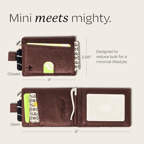 Swear Brands Full Grain Leather Wallet with RFID Blocking & Money Clip - Minimalist Bifold Wallet Holds 12 Cards - Easy Access Pull Tab - Ethically Sourced (Walnut)2