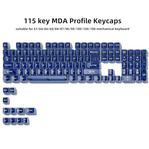 Image of dagaladoo Dark Blue Clear keycaps,Transparent keycaps 75 Percent,Jelly keycap Set,Shine Through Key caps.,MDA Profile Keyboard Key Cap for Mx Switches Mechanical Keyboard