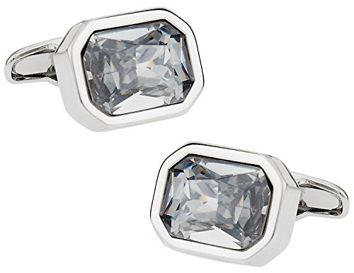 Mancuernillas Cristal Blanco con Brillo y Caja miniatura 1