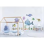 Murwall Kids Undersea Wall Decal Cute Whale with Sea Animals Wall Stickers Little Fish with Seaweed Wall Decals - Image 4