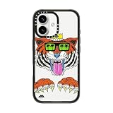 CASETiFY インパクト iPhone 16 ケース [スリム / 2.5mの落下試験をクリア (MIL規格4倍相当) / ワイヤレス充電に対応] - King Louis The Tiger Phone Case By Mulga - クリア ブラック