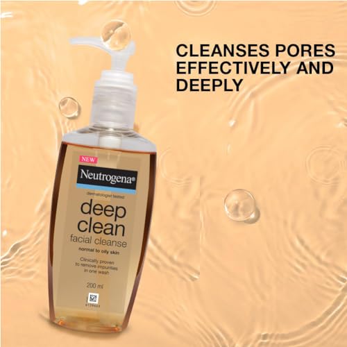 Image of Neutrogena Deep Clean Gentle Facial Cleanser | 2x Glycerin & Cleansing Agent | Alcohol-Free | Dermatologist Tested | Normal to Oily Skin | For Men and Women | 200ml (Pack of 3)