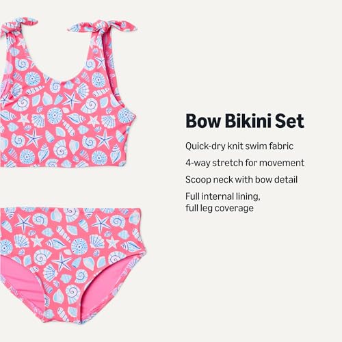 Image of Amazon Essentials Girls' Bow Detail Two-Piece Bikini Swimsuit